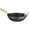 Wok ze stali węglowej z drewnianymi uchwytami śr. 324 mm